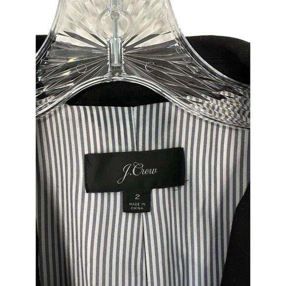J.Crew Black Preppy Academia Wool‎ Flannel Parke Blazer Size 2 Style J5627 - Picture 3 of 14